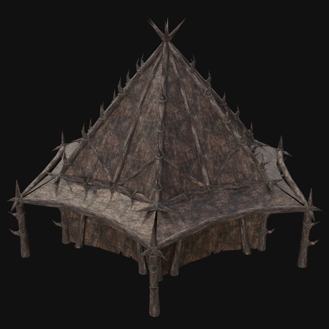 Orcish Tent 3D Model – Low Poly Game Ready Collection, FBX, OBJ - View 19