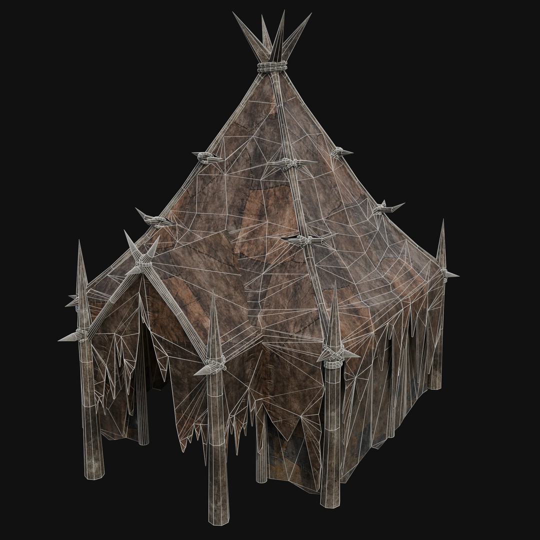 Orcish Tent 3D Model – Low Poly Game Ready Collection, FBX, OBJ - View 30