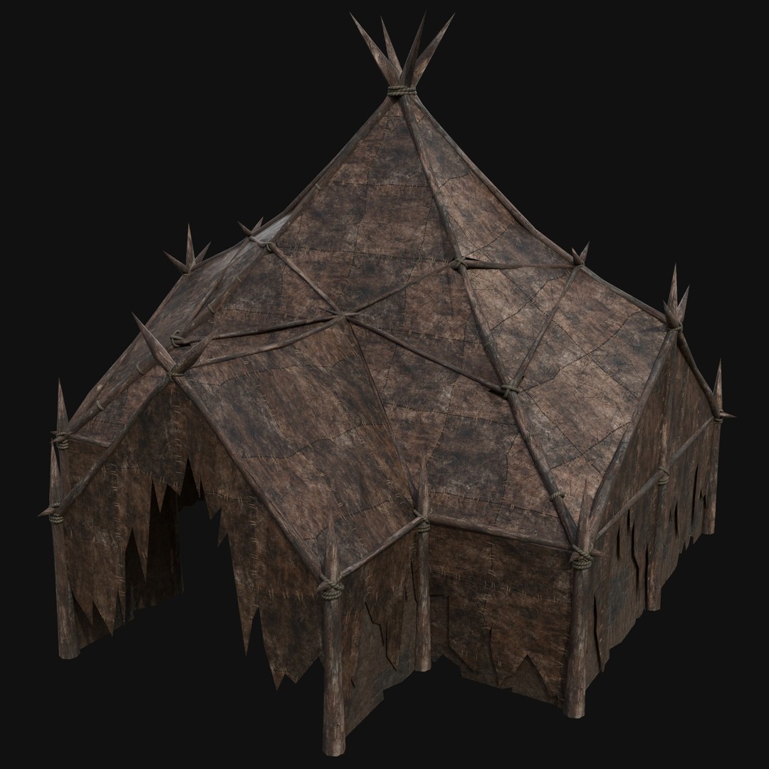 Orcish Tent 3D Model – Low Poly Game Ready Collection, FBX, OBJ - View 4