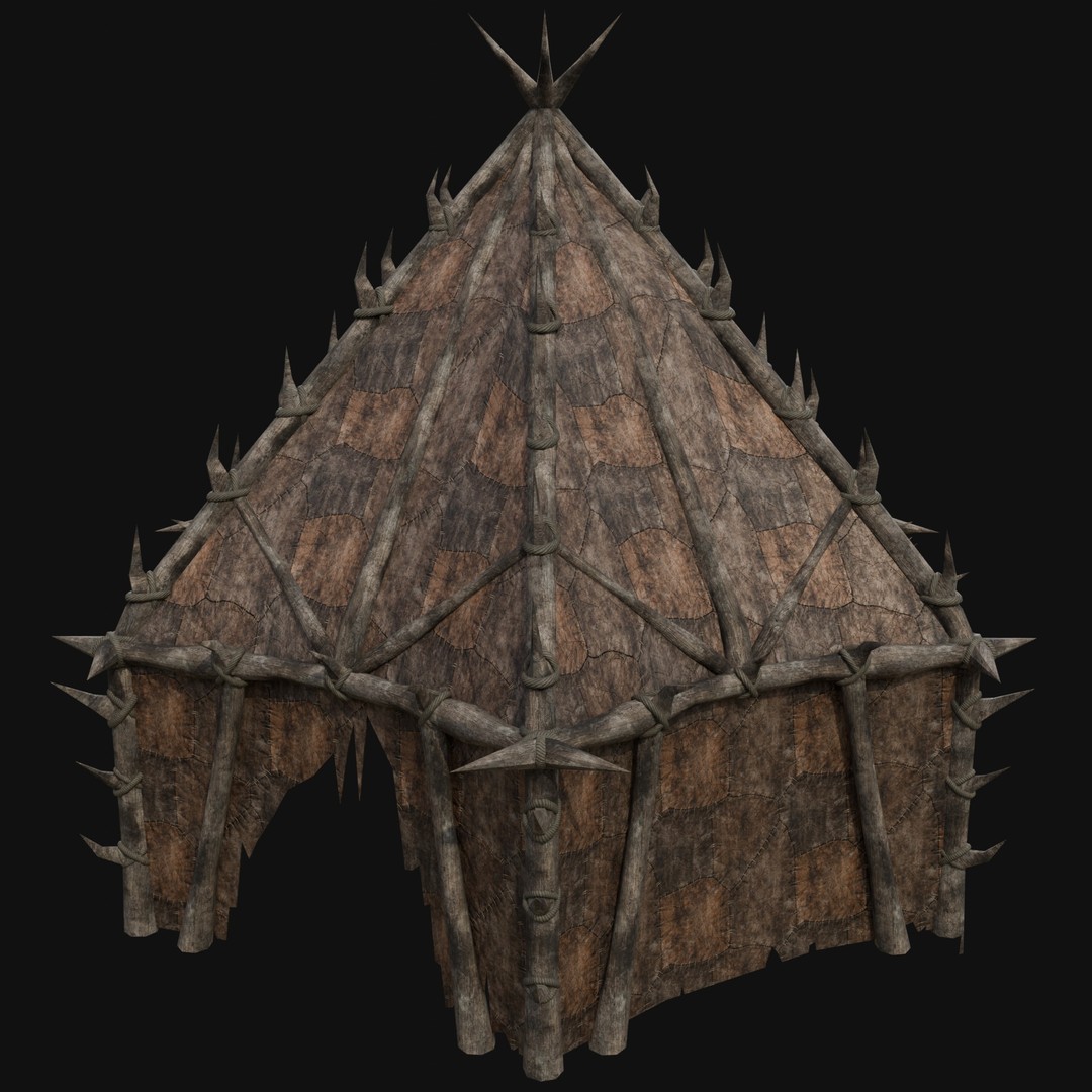 Orcish Tent 3D Model – Low Poly Game Ready Collection, FBX, OBJ - View 9