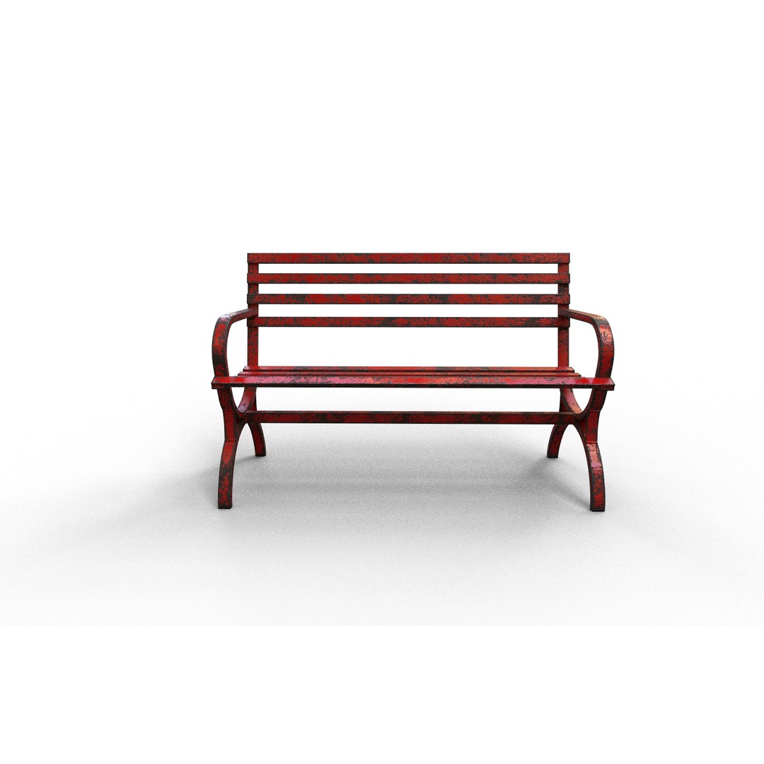 Very Old Street Bench 3D Model – Low Poly Game Asset, FBX, PBR Textures - View 3