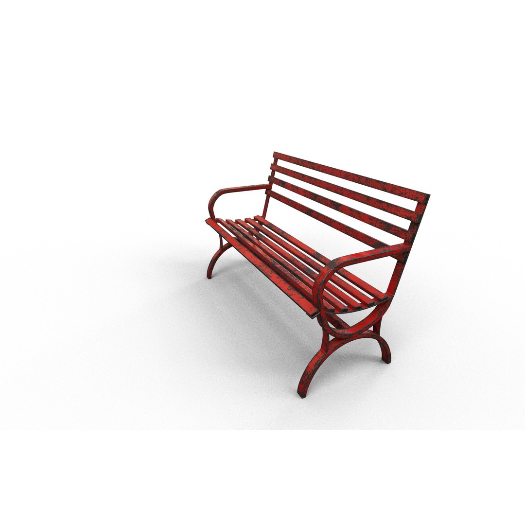 Very Old Street Bench 3D Model – Low Poly Game Asset, FBX, PBR Textures - View 4