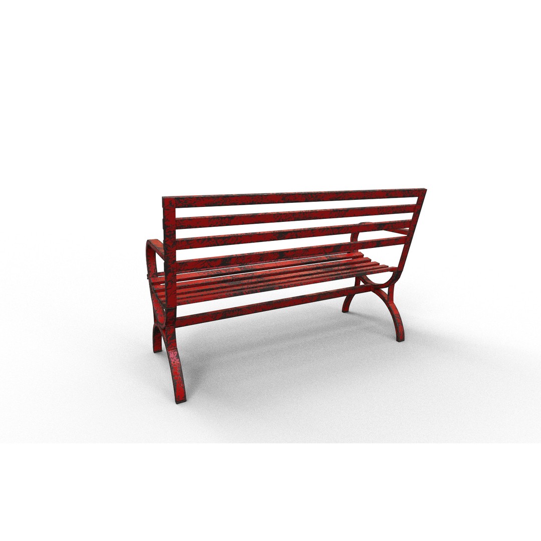 Very Old Street Bench 3D Model – Low Poly Game Asset, FBX, PBR Textures - View 5