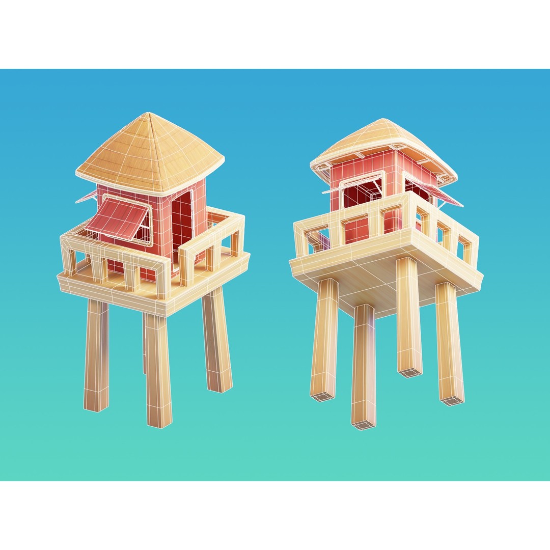 Summer Beach Props 3D Model – Cartoon Style, PBR Textures, FBX - View 12