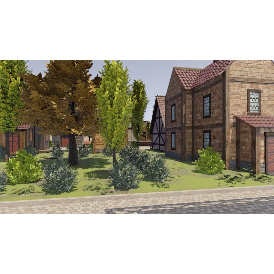 Walled Medieval Town 3D Model – Stylized Environment, FBX, Game-Ready - View 14