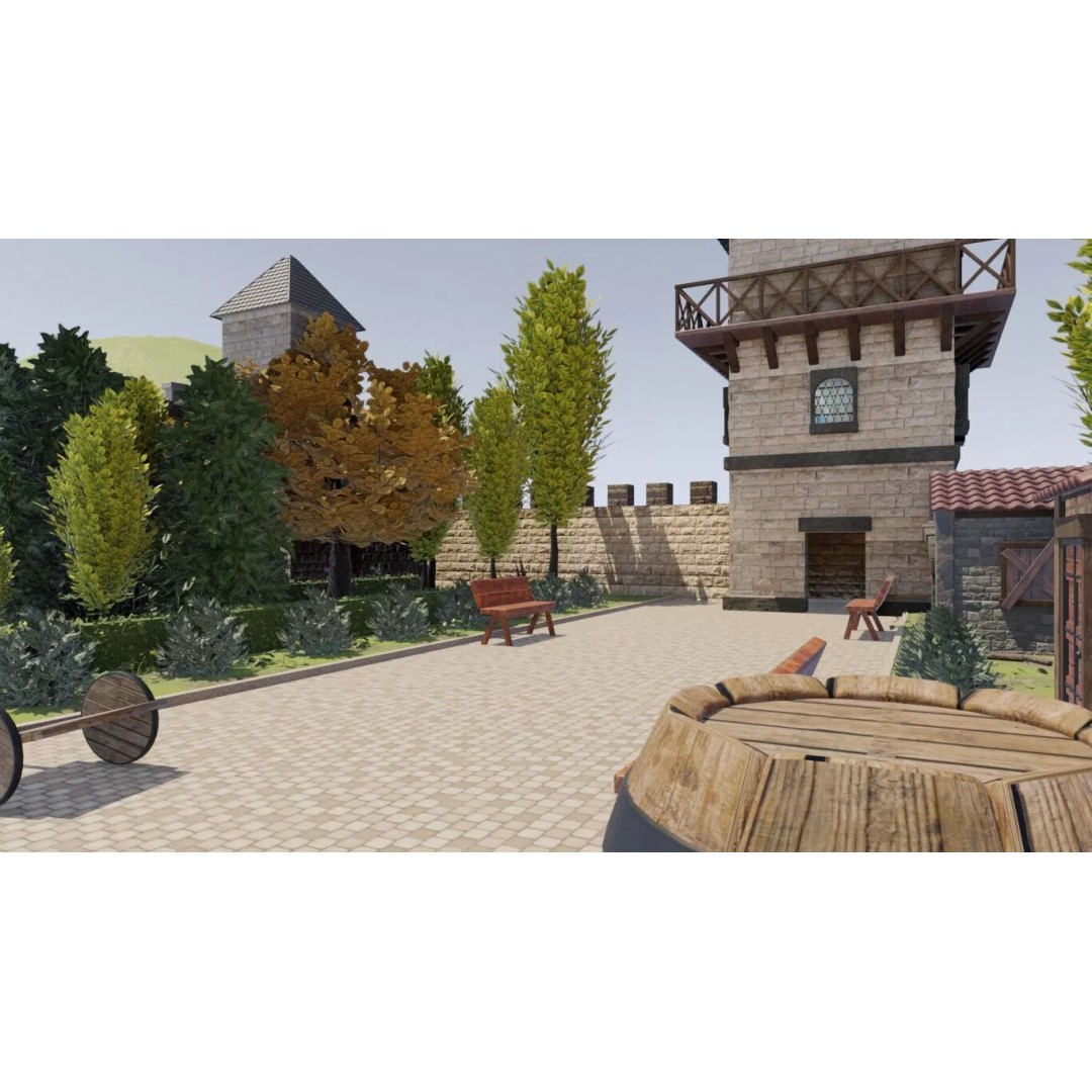Walled Medieval Town 3D Model – Stylized Environment, FBX, Game-Ready - View 15