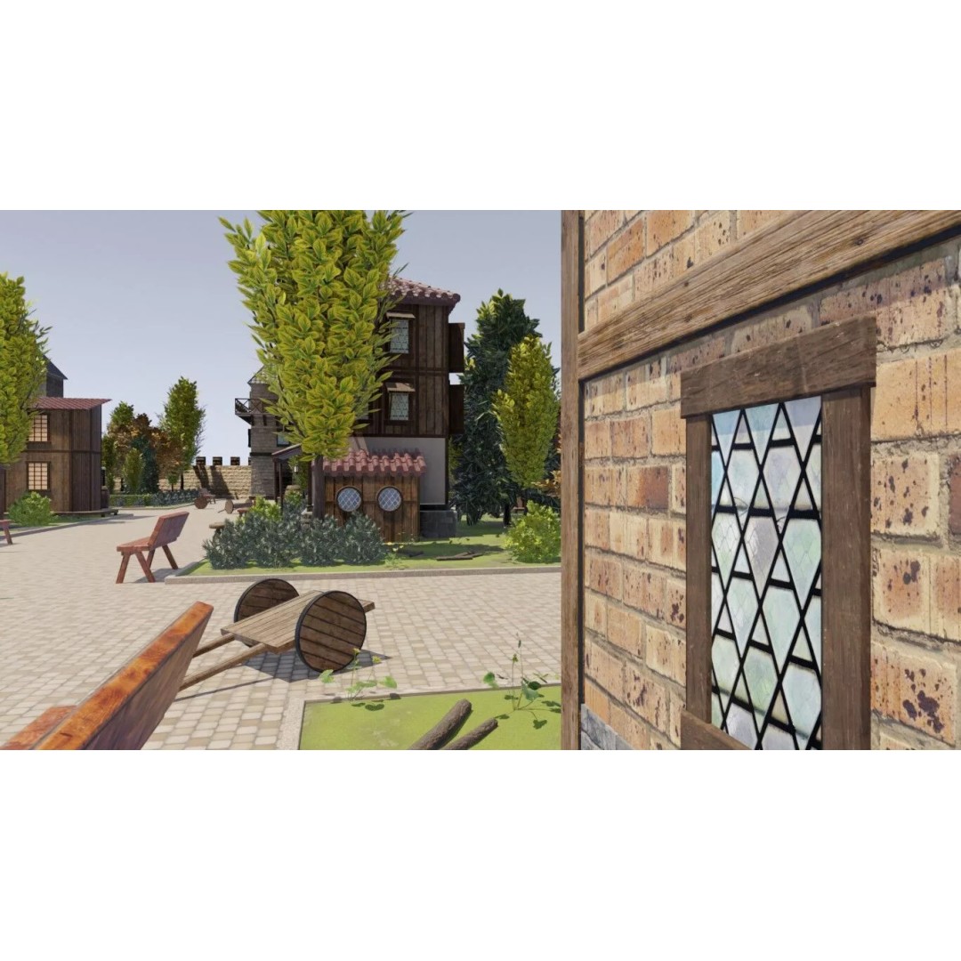 Walled Medieval Town 3D Model – Stylized Environment, FBX, Game-Ready - View 19