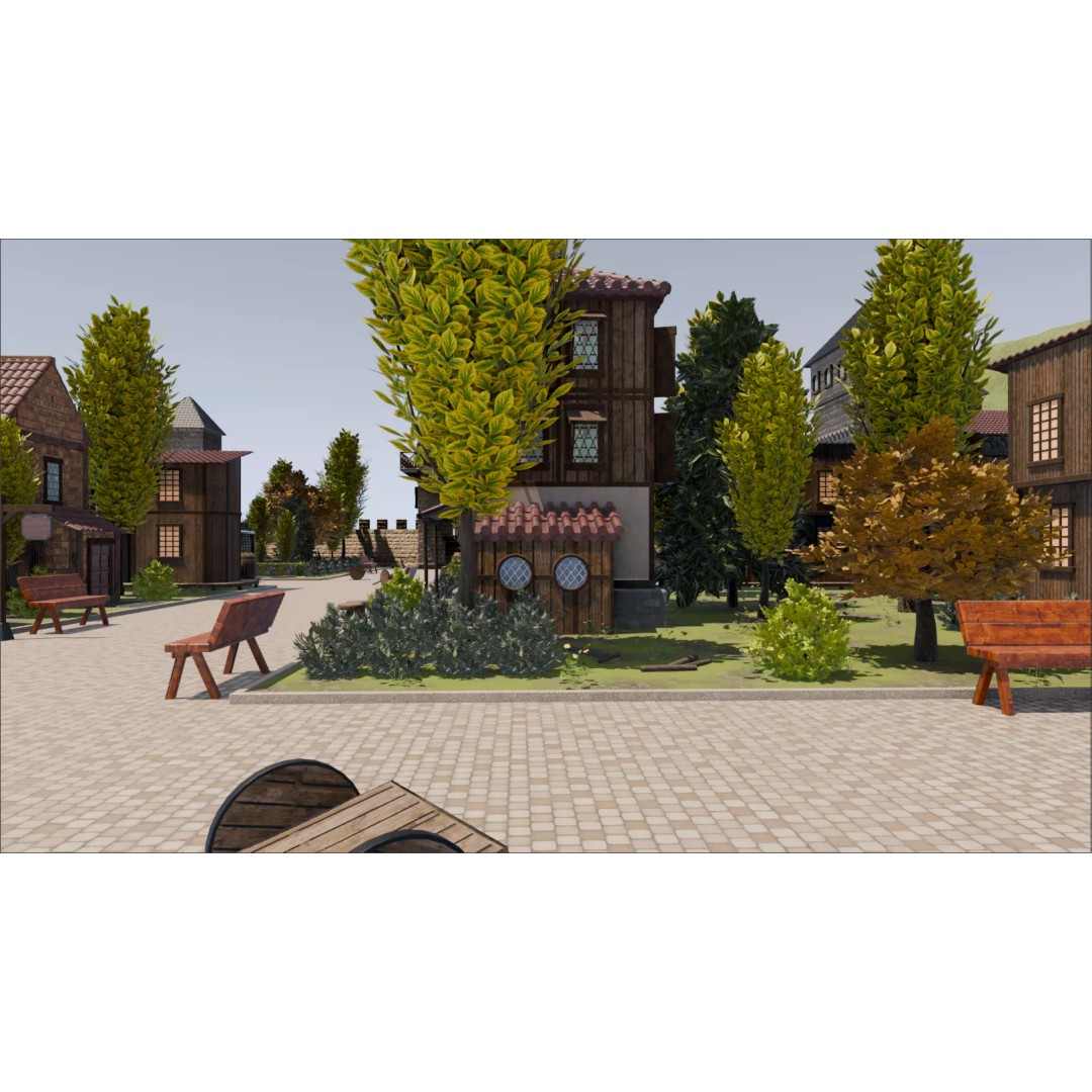 Walled Medieval Town 3D Model – Stylized Environment, FBX, Game-Ready - View 7