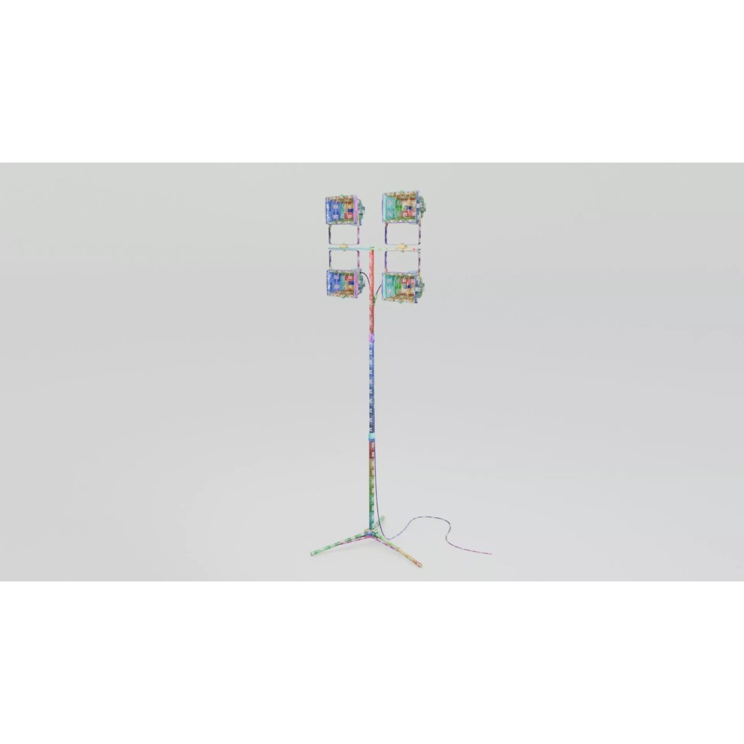Large Construction Light 3D Model – Low Poly Rigged Asset, FBX - View 3