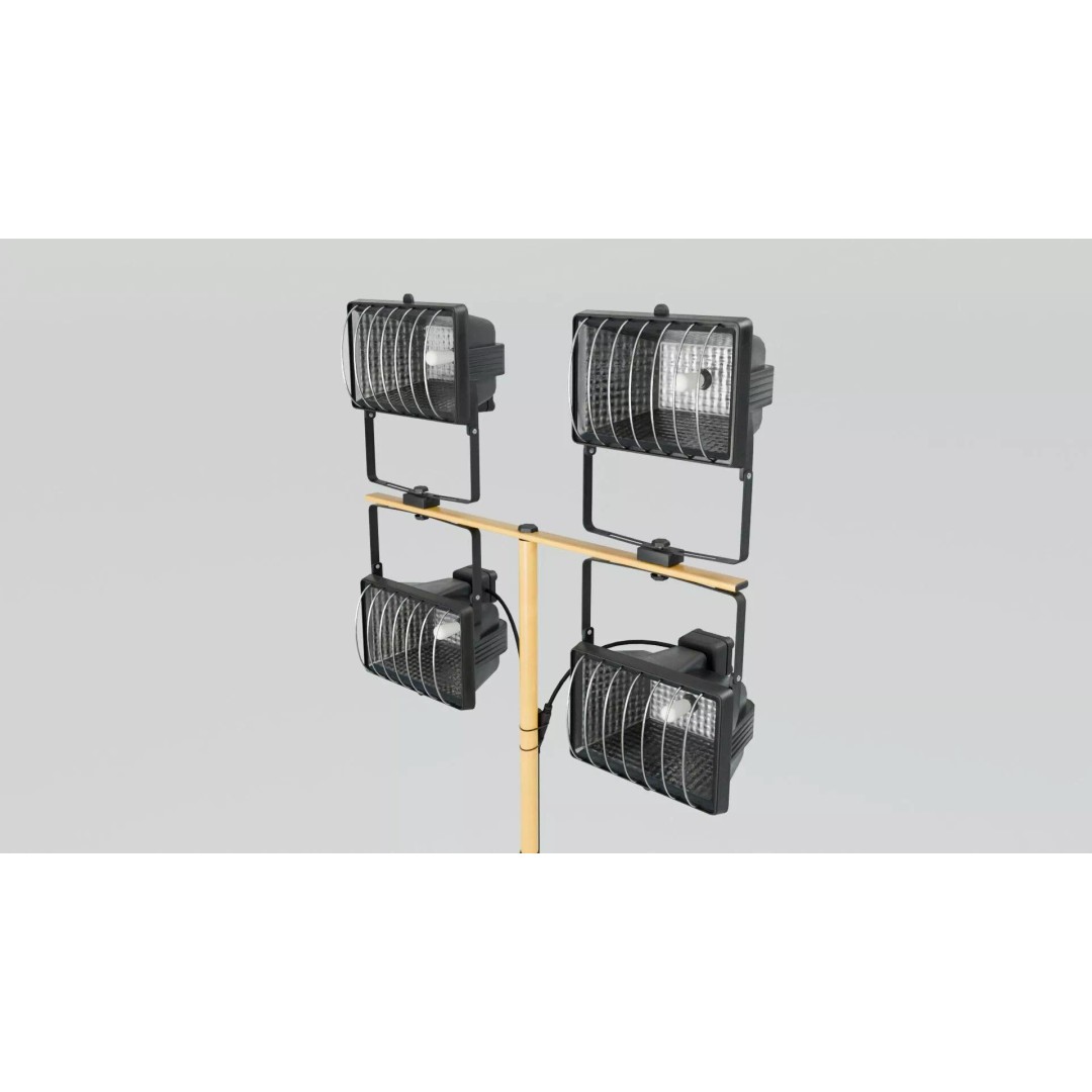 Large Construction Light 3D Model – Low Poly Rigged Asset, FBX - View 7