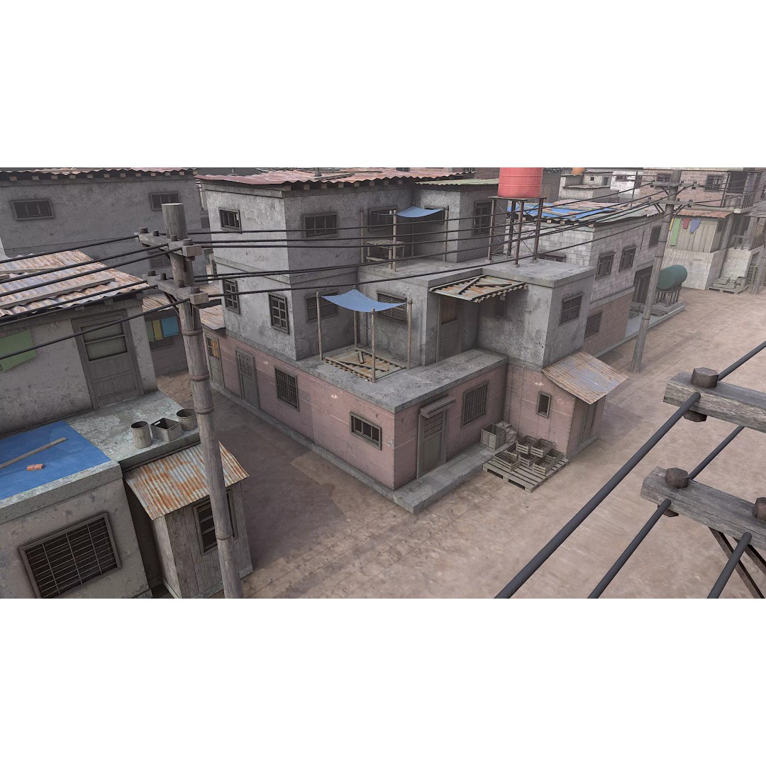 Favela Slum City Houses 3D Model – Low Poly Game Asset, FBX, OBJ - View 16