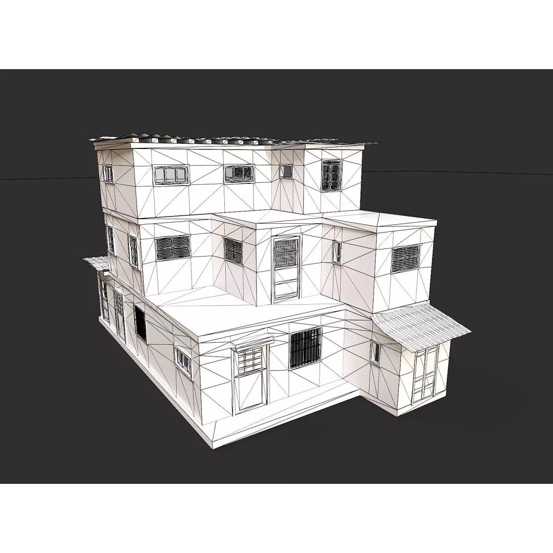 Favela Slum City Houses 3D Model – Low Poly Game Asset, FBX, OBJ - View 48