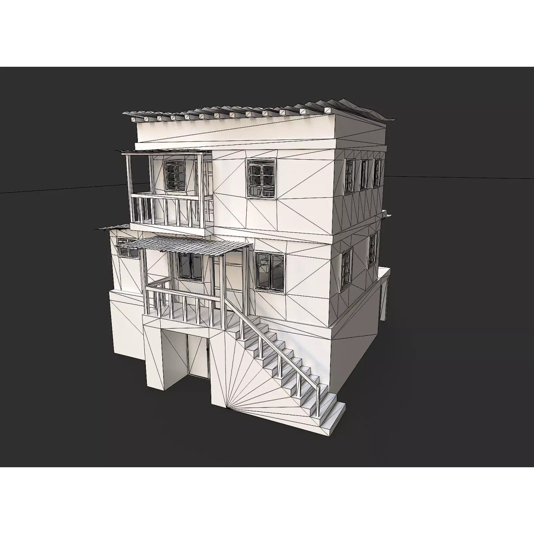 Favela Slum City Houses 3D Model – Low Poly Game Asset, FBX, OBJ - View 49