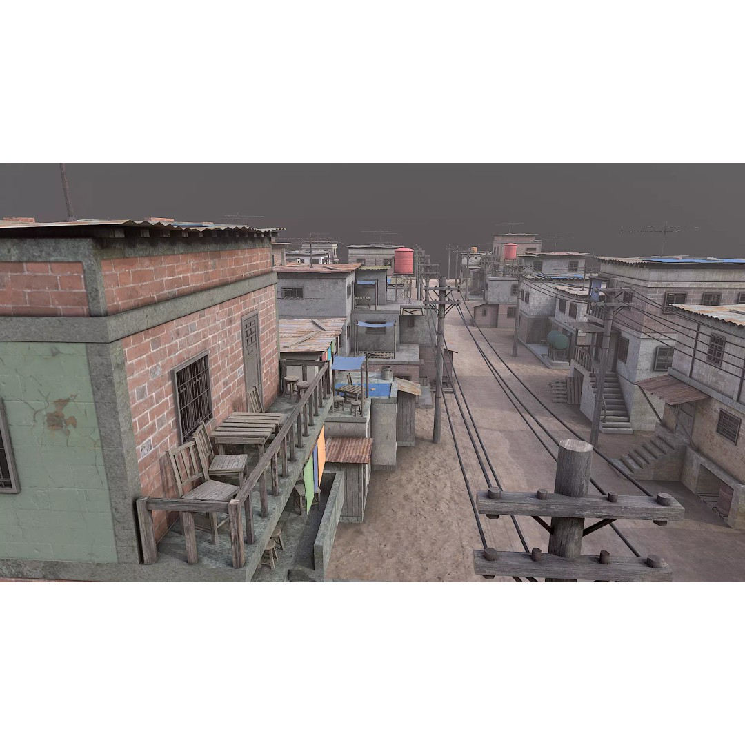 Favela Slum City Houses 3D Model – Low Poly Game Asset, FBX, OBJ - View 5