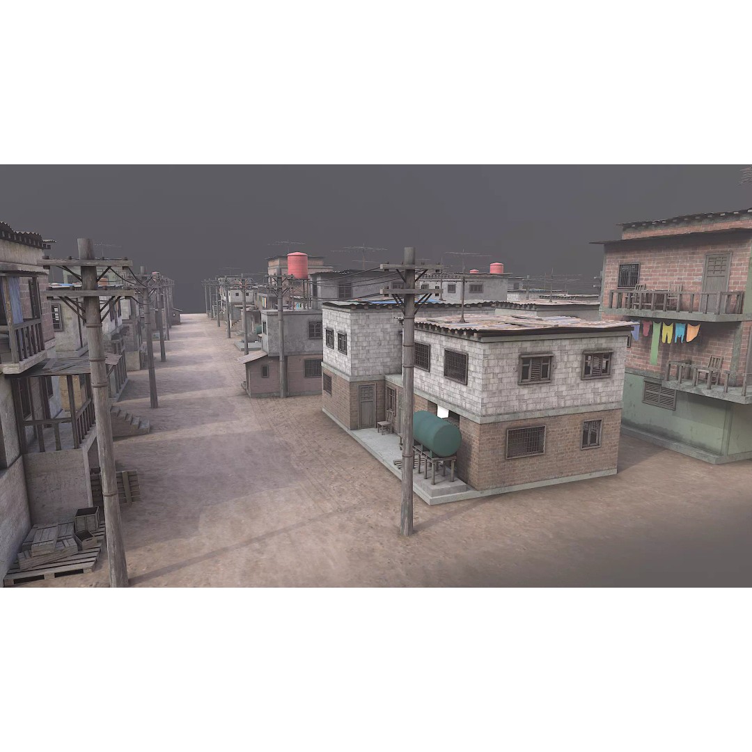 Favela Slum City Houses 3D Model – Low Poly Game Asset, FBX, OBJ - View 8