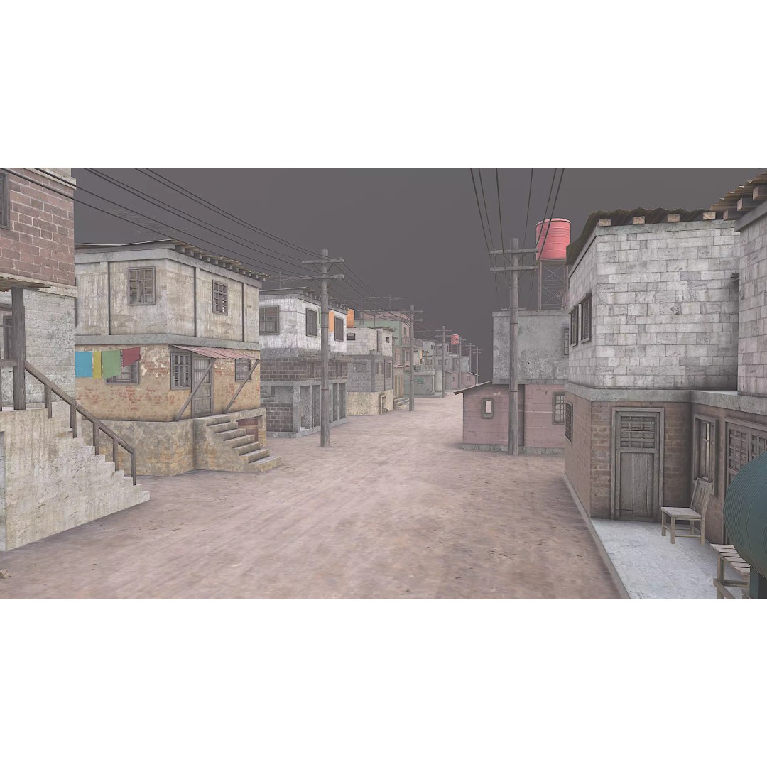 Favela Slum City Houses 3D Model – Low Poly Game Asset, FBX, OBJ - View 9