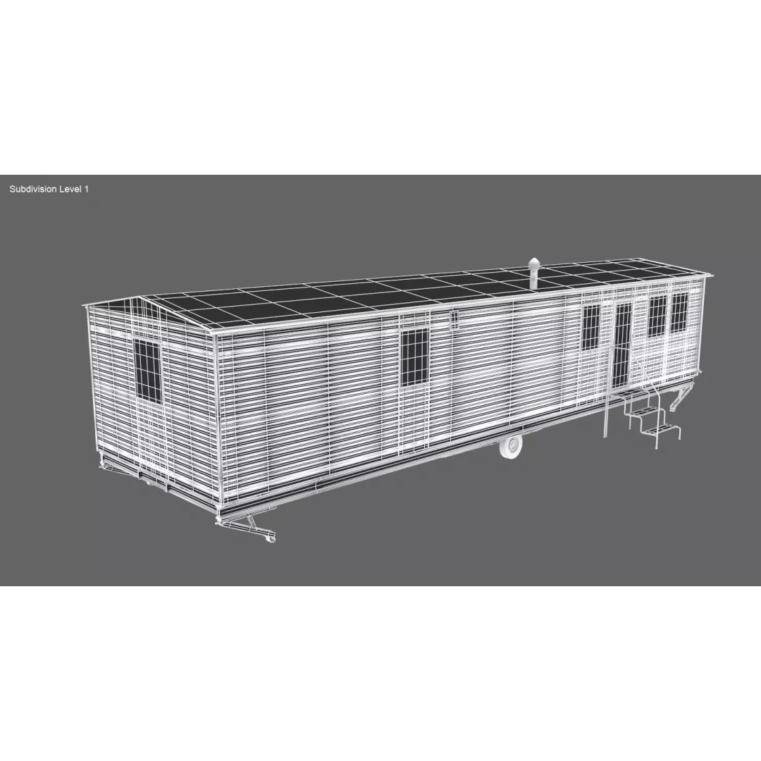 Mobile Home 3D Model – Classic Dutch Trailer, Game-Ready FBX