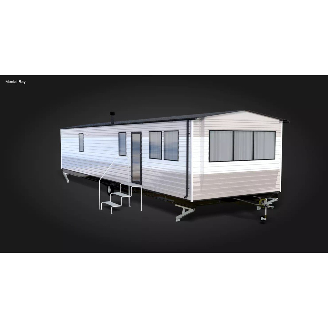 Mobile Home 3D Model – Classic Dutch Trailer, Game-Ready FBX - View 11