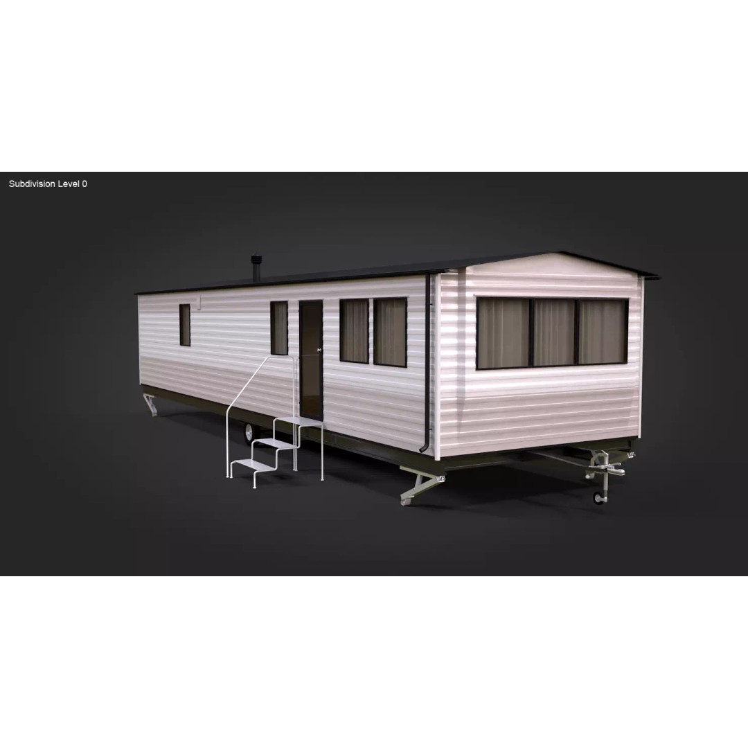 Mobile Home 3D Model – Classic Dutch Trailer, Game-Ready FBX - View 12