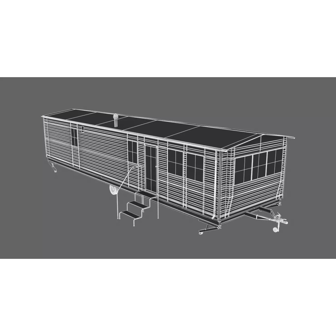 Mobile Home 3D Model – Classic Dutch Trailer, Game-Ready FBX - View 13