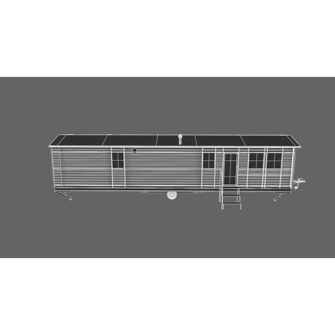 Mobile Home 3D Model – Classic Dutch Trailer, Game-Ready FBX - View 14