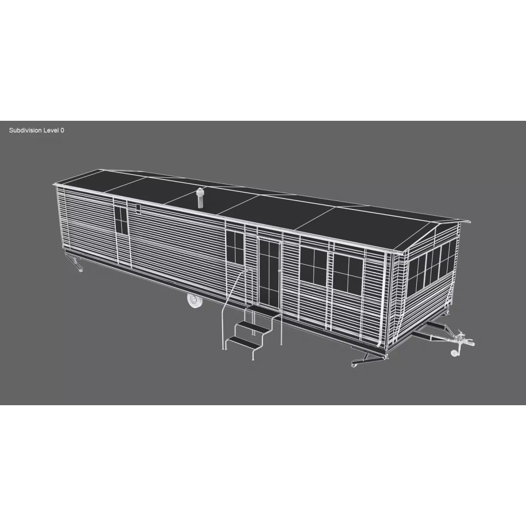 Mobile Home 3D Model – Classic Dutch Trailer, Game-Ready FBX - View 16