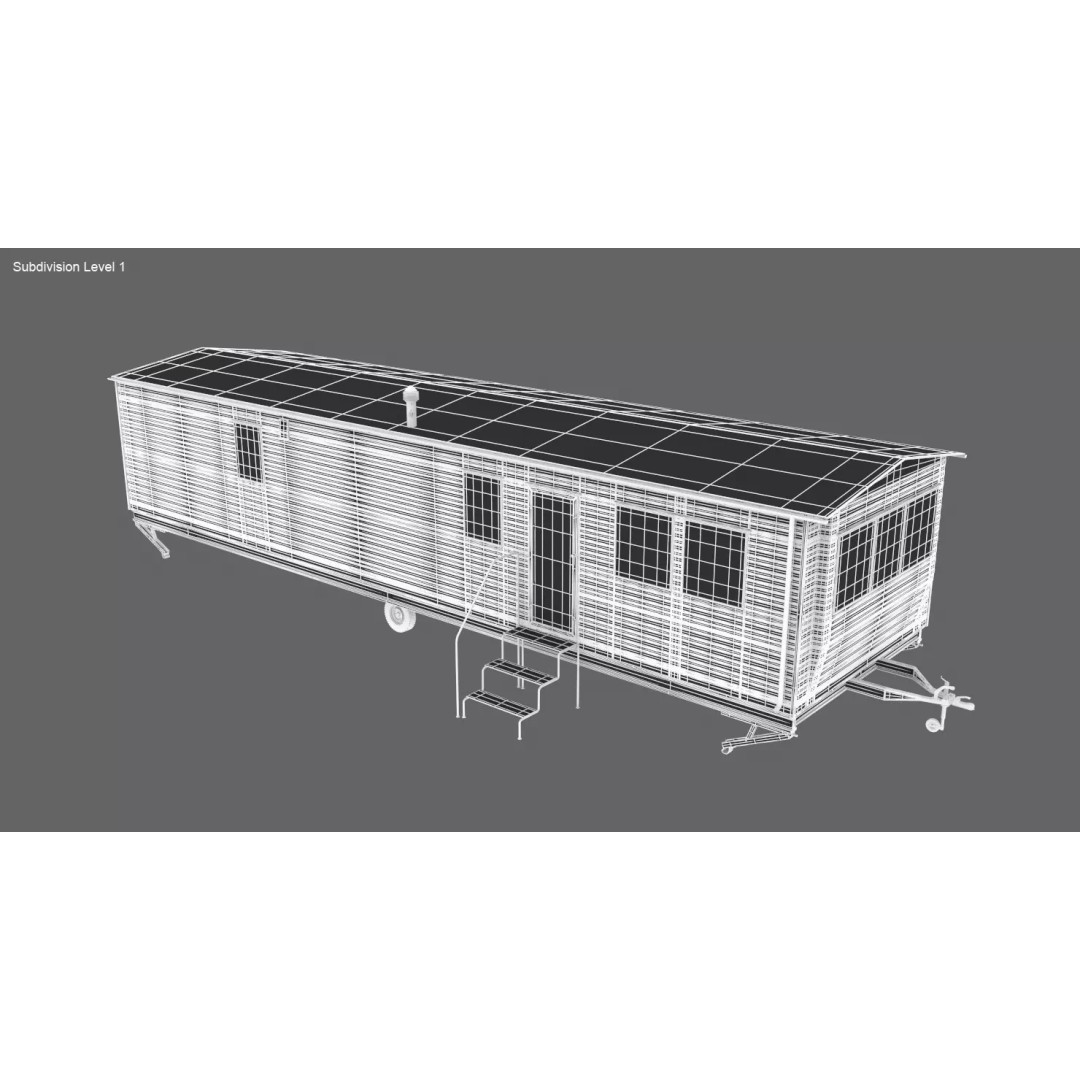 Mobile Home 3D Model – Classic Dutch Trailer, Game-Ready FBX - View 17