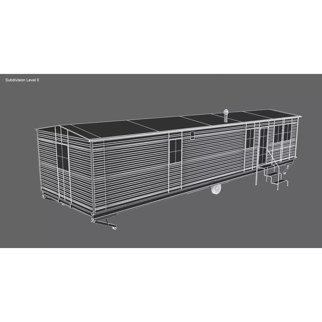 Mobile Home 3D Model – Classic Dutch Trailer, Game-Ready FBX - View 18