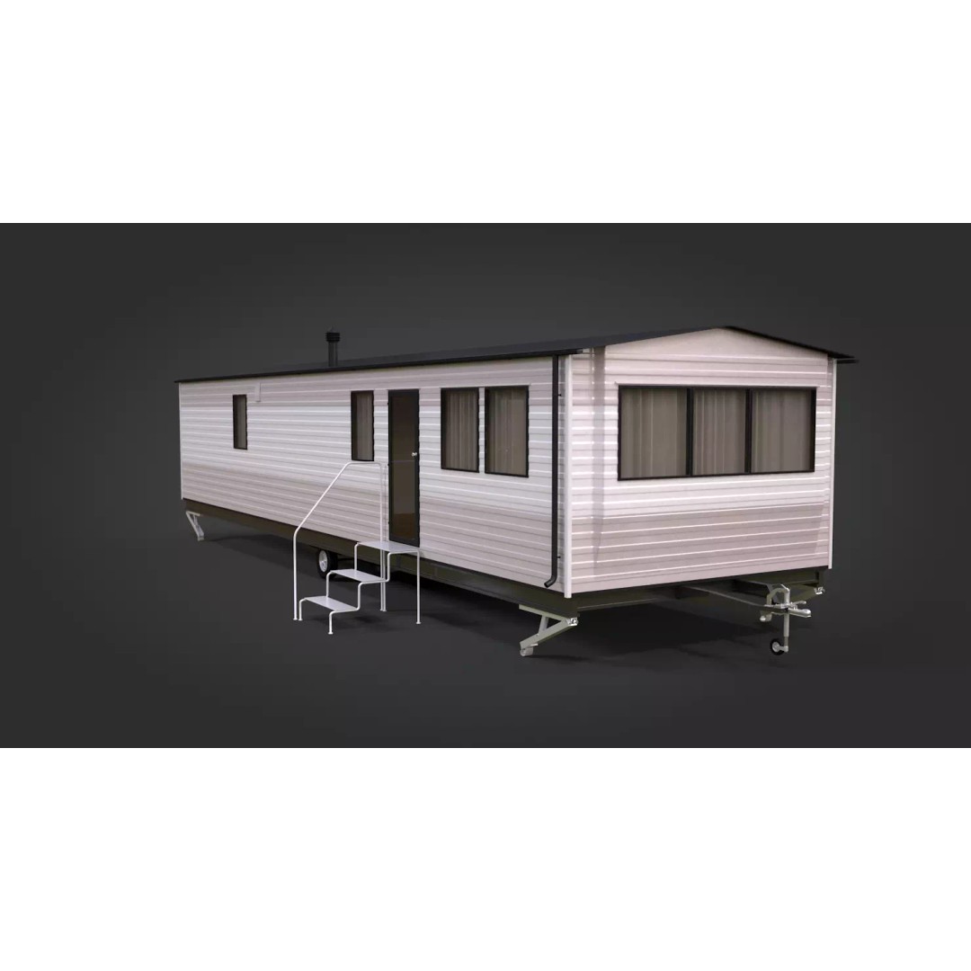 Mobile Home 3D Model – Classic Dutch Trailer, Game-Ready FBX - View 2