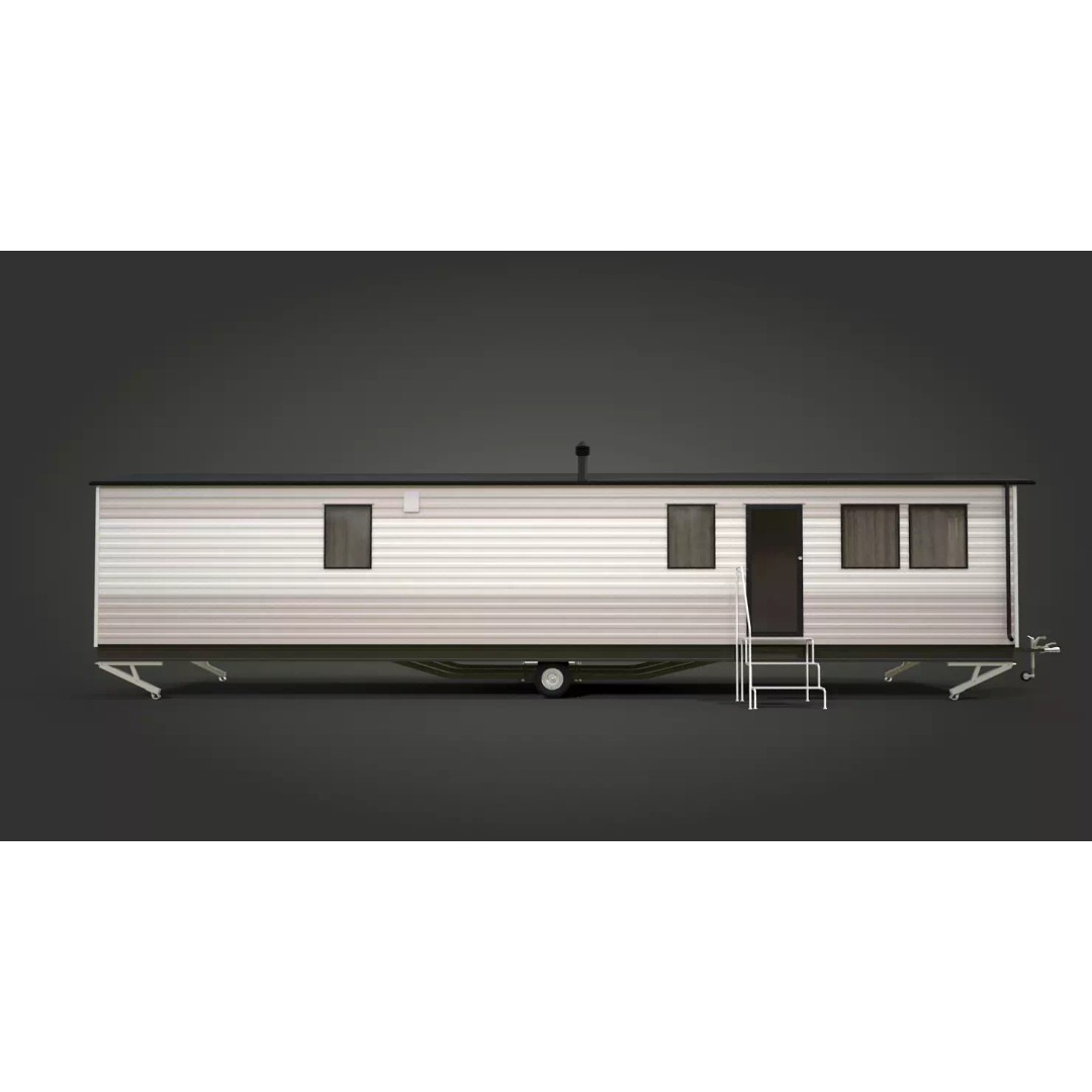 Mobile Home 3D Model – Classic Dutch Trailer, Game-Ready FBX - View 3