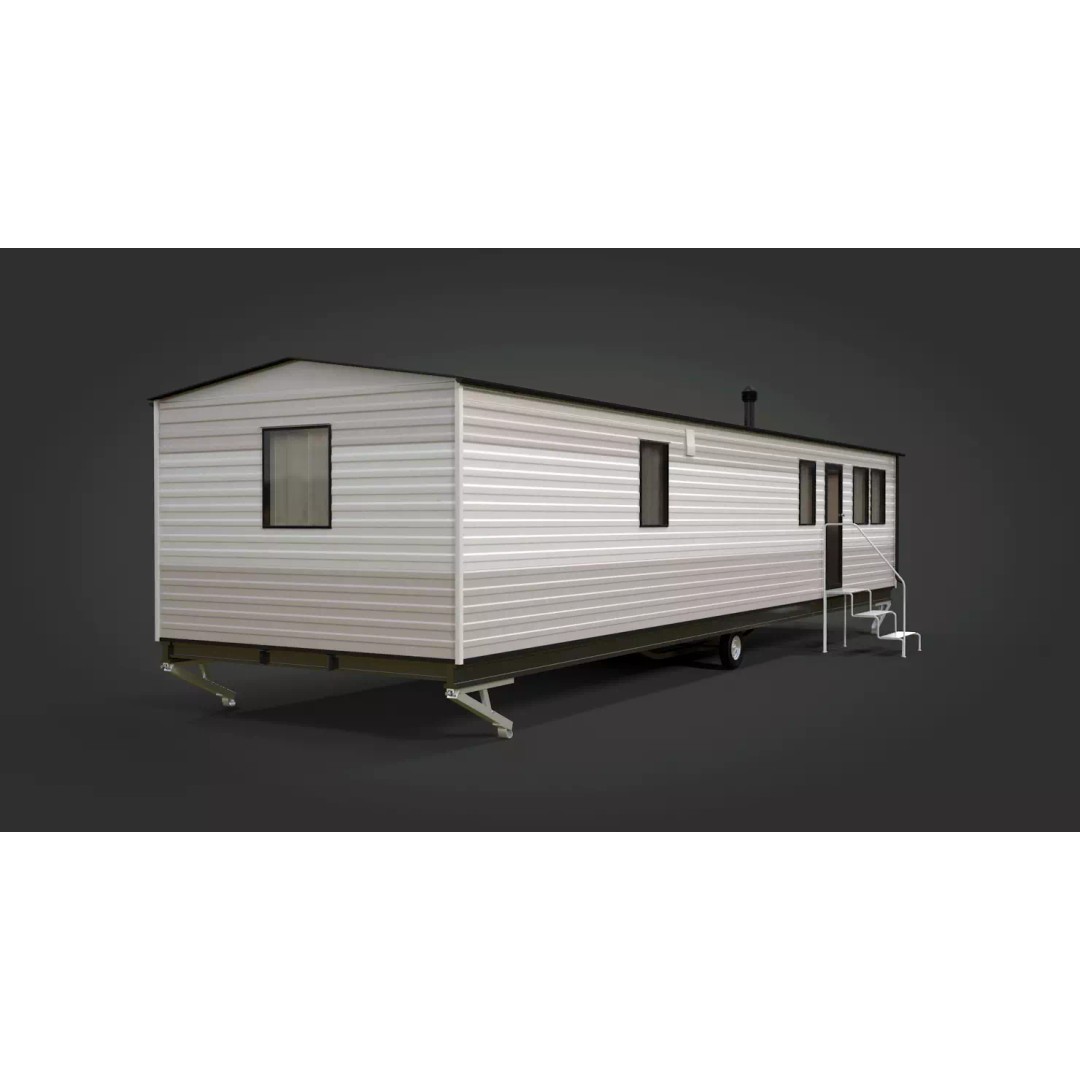 Mobile Home 3D Model – Classic Dutch Trailer, Game-Ready FBX - View 4
