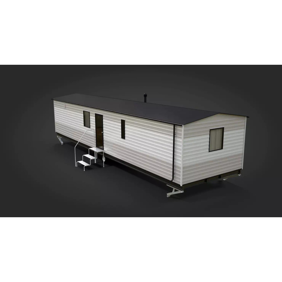 Mobile Home 3D Model – Classic Dutch Trailer, Game-Ready FBX - View 5