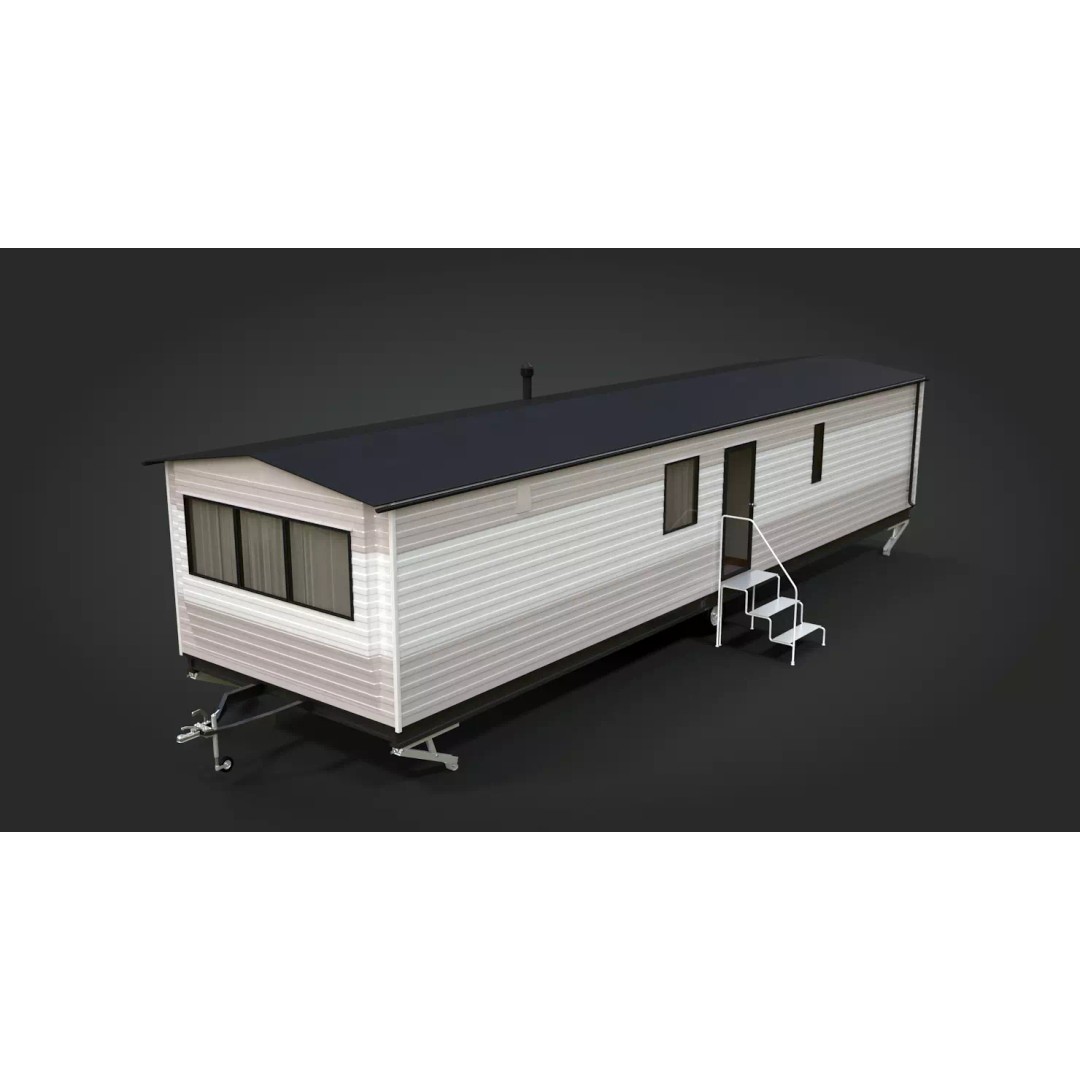 Mobile Home 3D Model – Classic Dutch Trailer, Game-Ready FBX - View 7