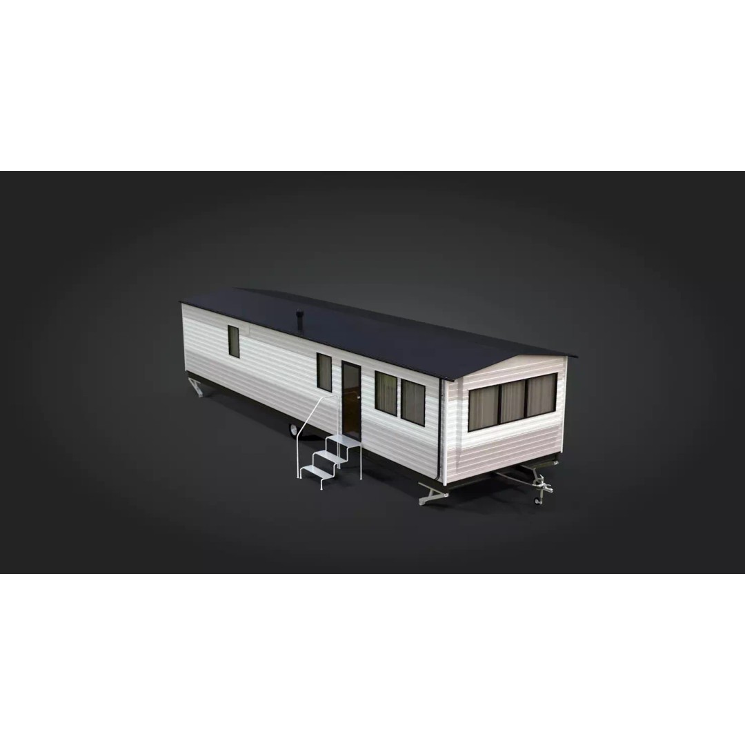Mobile Home 3D Model – Classic Dutch Trailer, Game-Ready FBX - View 8