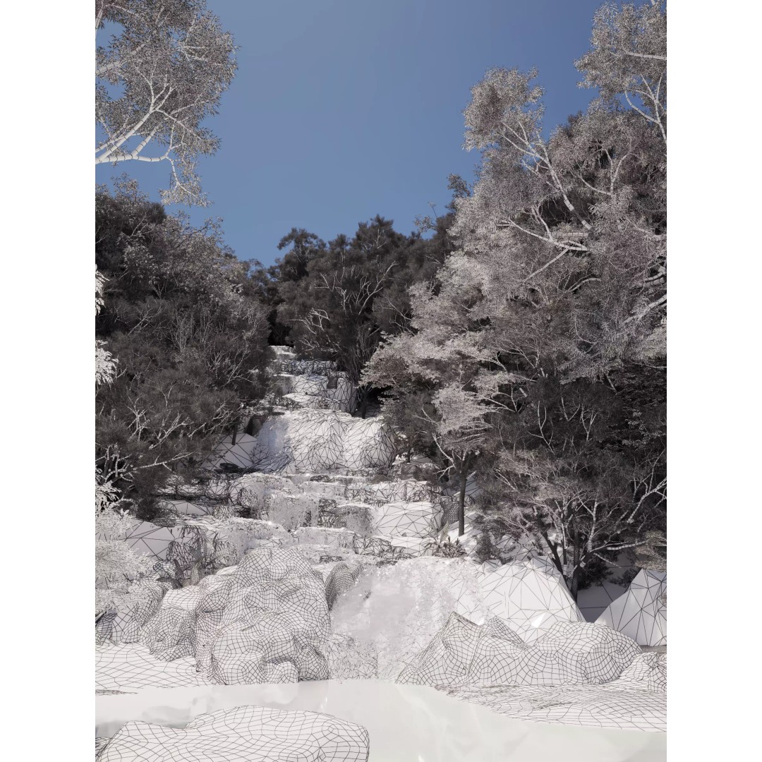 Waterfall Scene 3D Model – Low Poly Landscape Asset, FBX/OBJ - View 10