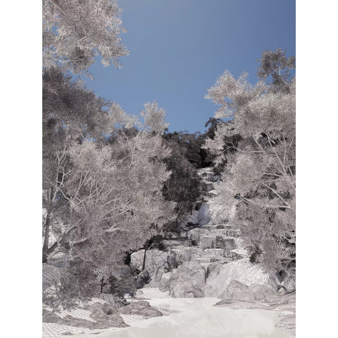 Waterfall Scene 3D Model – Low Poly Landscape Asset, FBX/OBJ - View 12