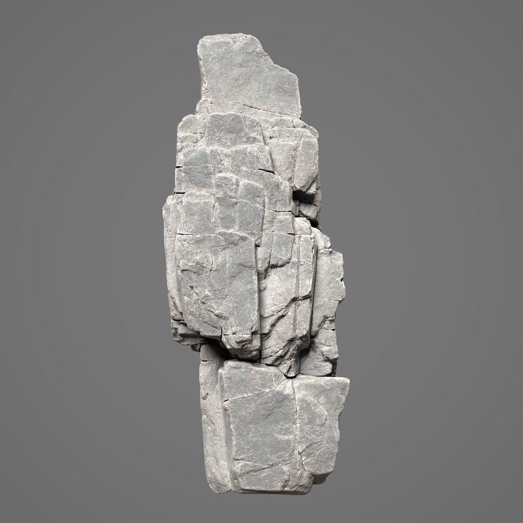 High Poly Black Cracked Cliff 3D Model – Realistic Game Asset, PBR Textures - View 10