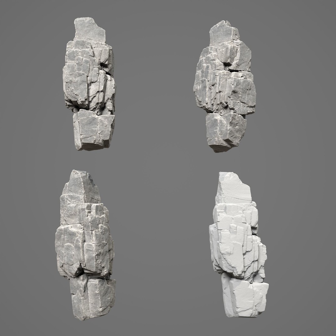High Poly Black Cracked Cliff 3D Model – Realistic Game Asset, PBR Textures - View 11