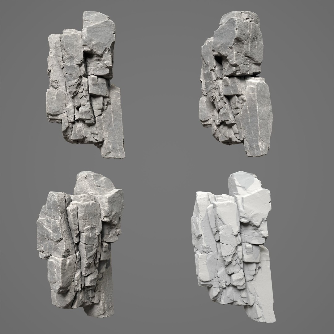 High Poly Black Cracked Cliff 3D Model – Realistic Game Asset, PBR Textures - View 13