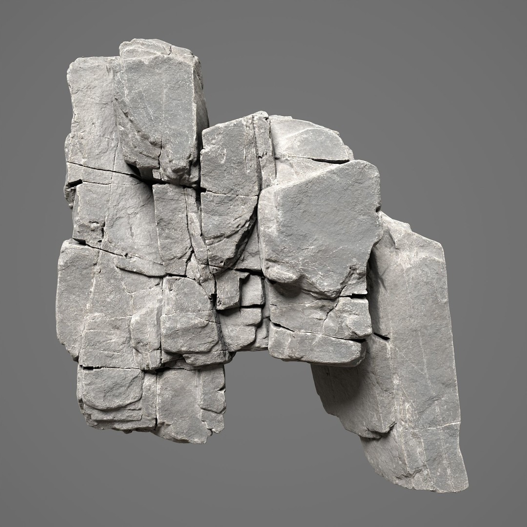 High Poly Black Cracked Cliff 3D Model – Realistic Game Asset, PBR Textures - View 14
