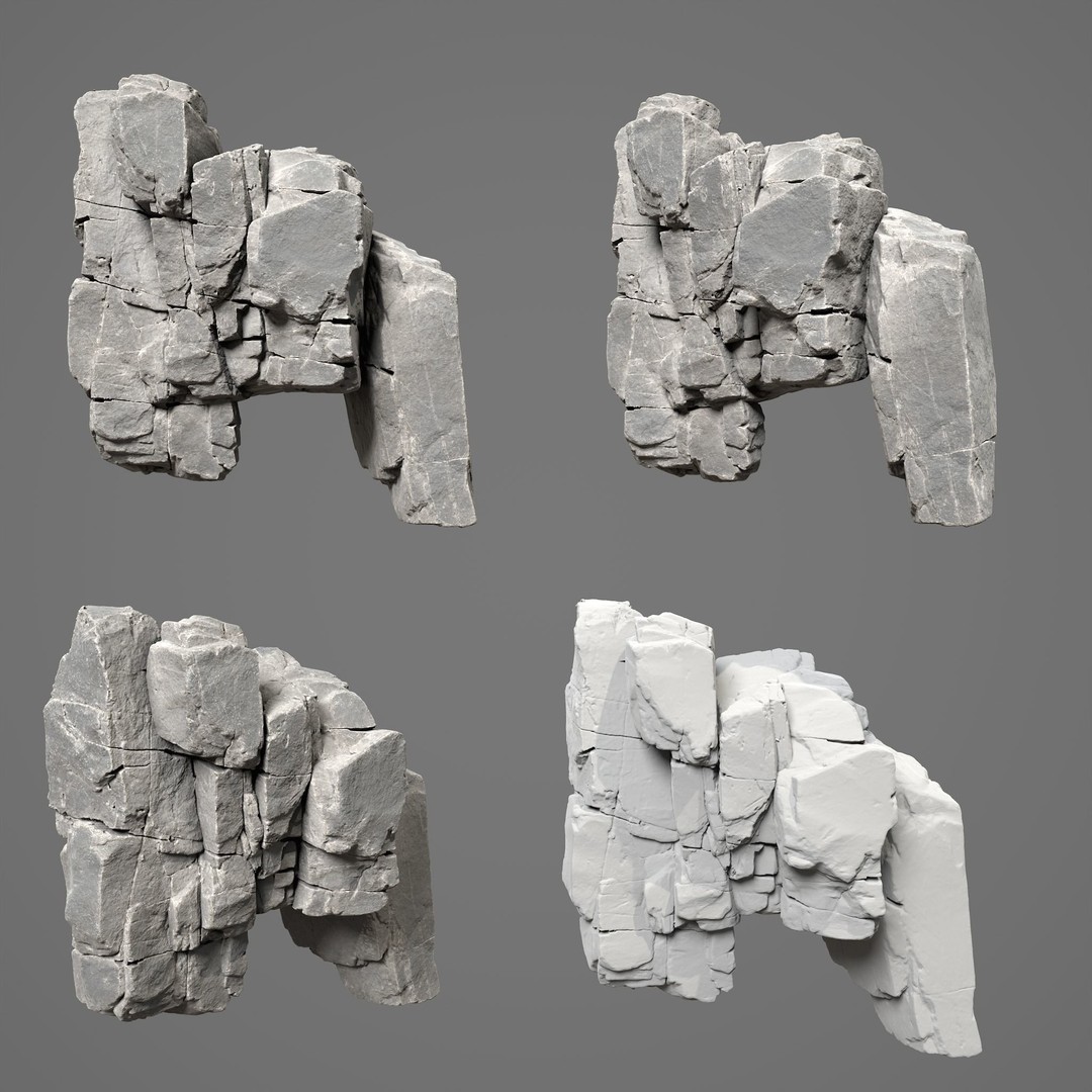 High Poly Black Cracked Cliff 3D Model – Realistic Game Asset, PBR Textures - View 15