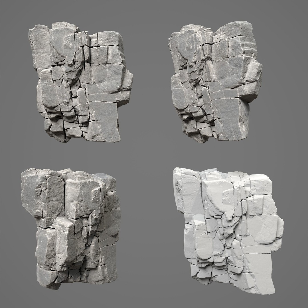High Poly Black Cracked Cliff 3D Model – Realistic Game Asset, PBR Textures - View 17