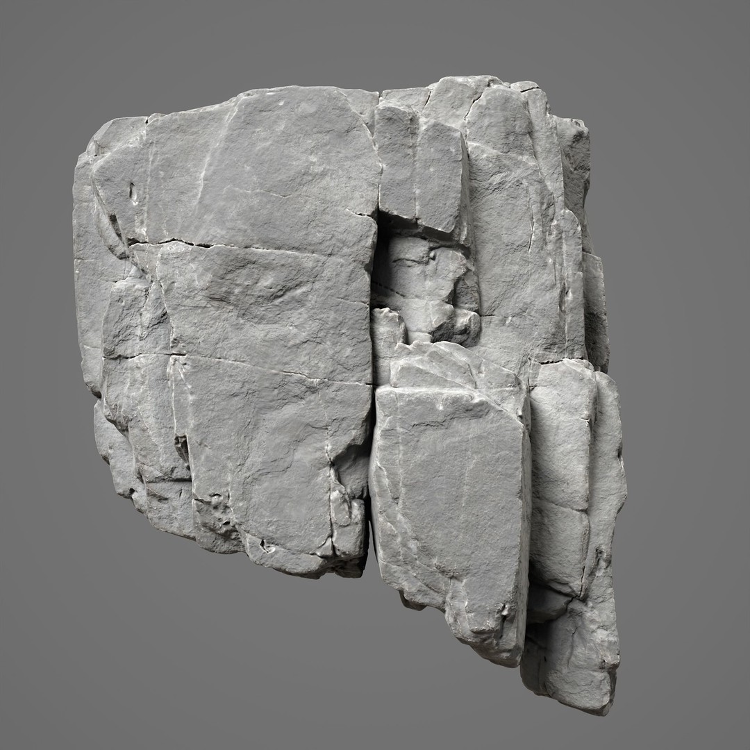 High Poly Black Cracked Cliff 3D Model – Realistic Game Asset, PBR Textures - View 4