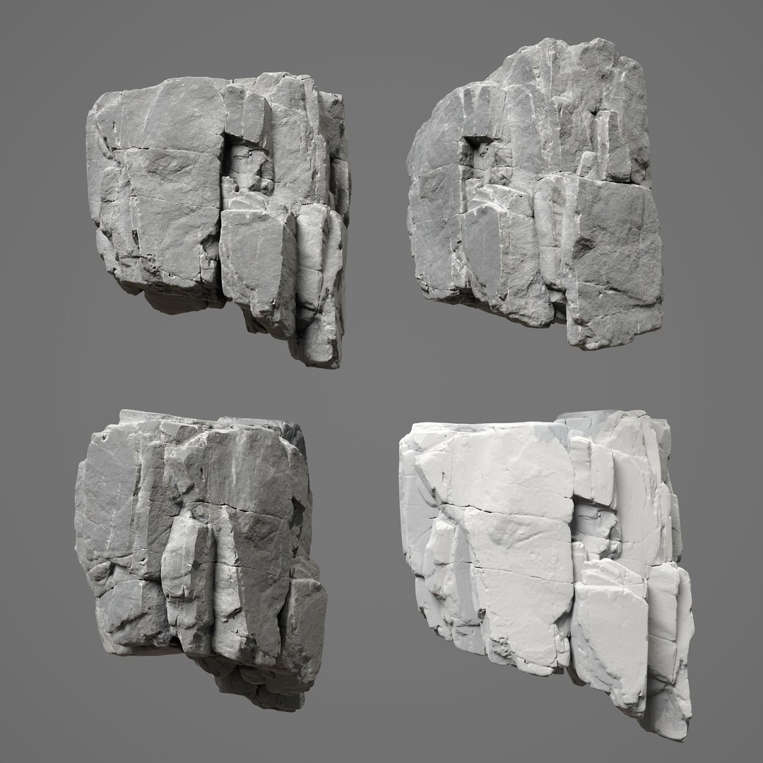 High Poly Black Cracked Cliff 3D Model – Realistic Game Asset, PBR Textures - View 5