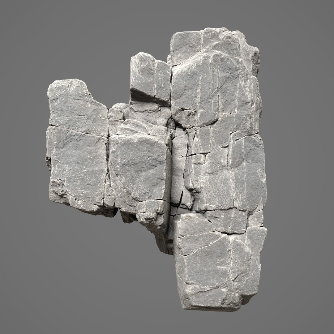 High Poly Black Cracked Cliff 3D Model – Realistic Game Asset, PBR Textures - View 6