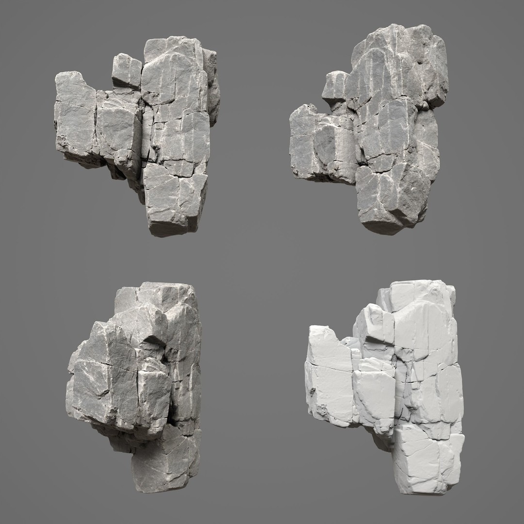 High Poly Black Cracked Cliff 3D Model – Realistic Game Asset, PBR Textures - View 7