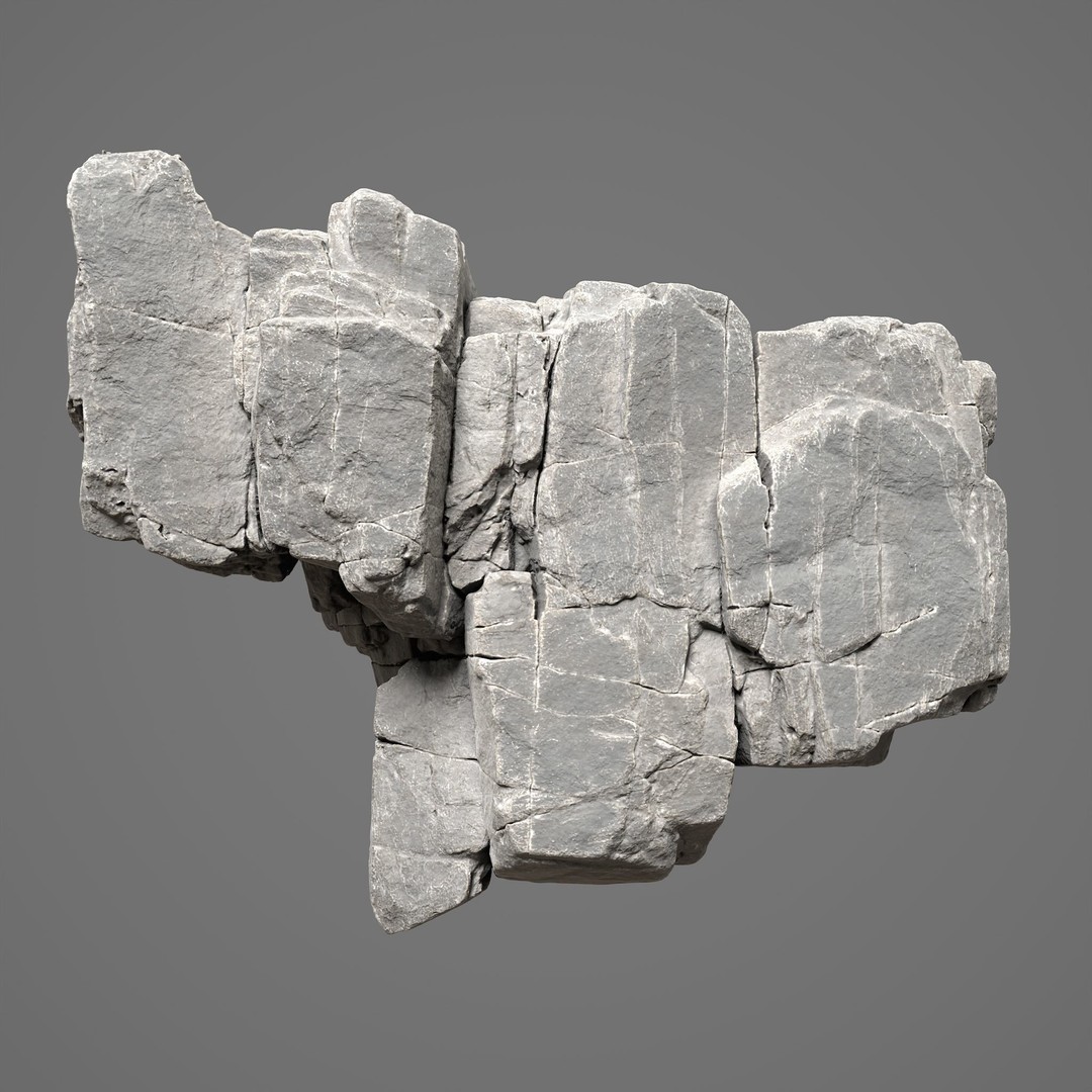 High Poly Black Cracked Cliff 3D Model – Realistic Game Asset, PBR Textures - View 8