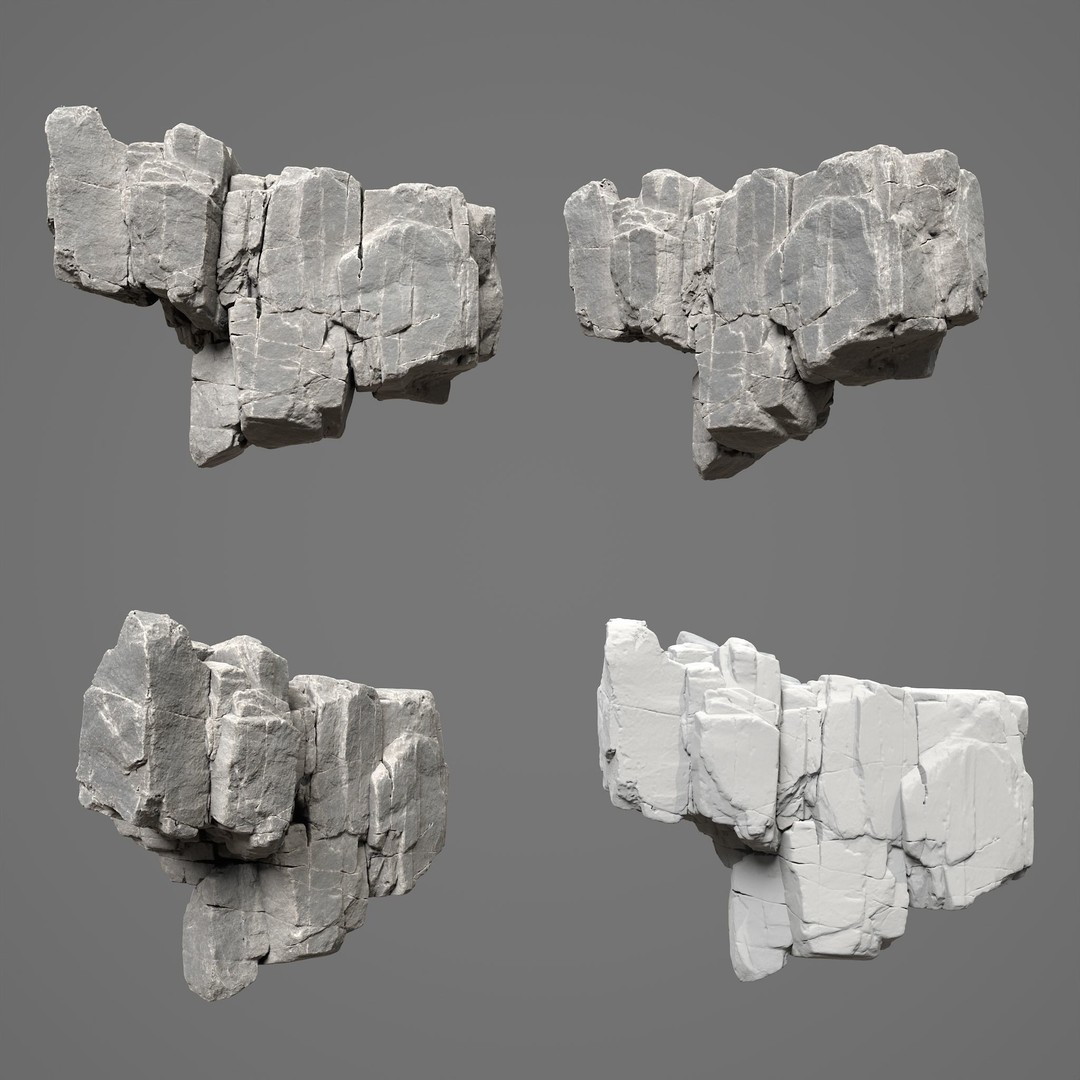 High Poly Black Cracked Cliff 3D Model – Realistic Game Asset, PBR Textures - View 9