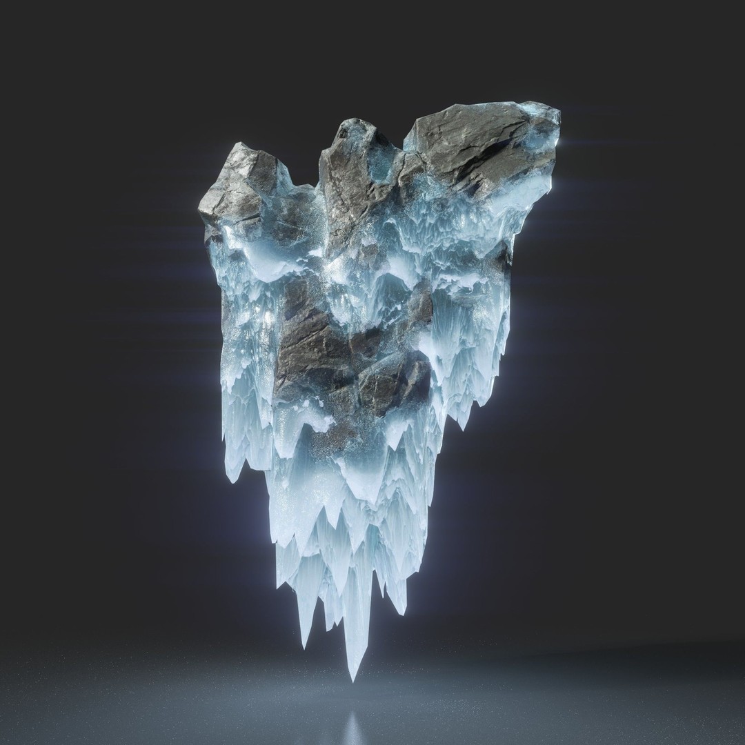 Frozen Rock 3D Model – Low Poly Ice Asset with PBR Textures - View 10