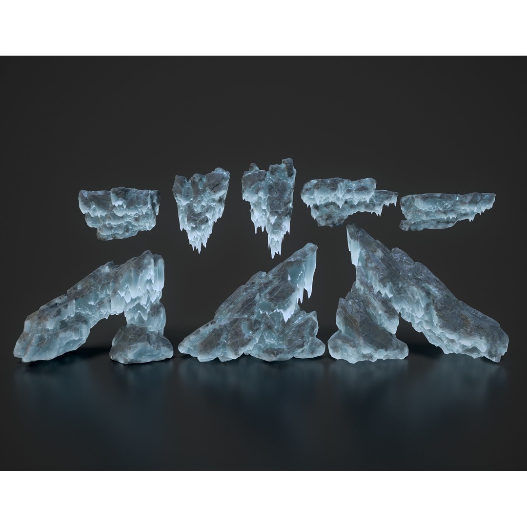 Frozen Rock 3D Model – Low Poly Ice Asset with PBR Textures - View 3